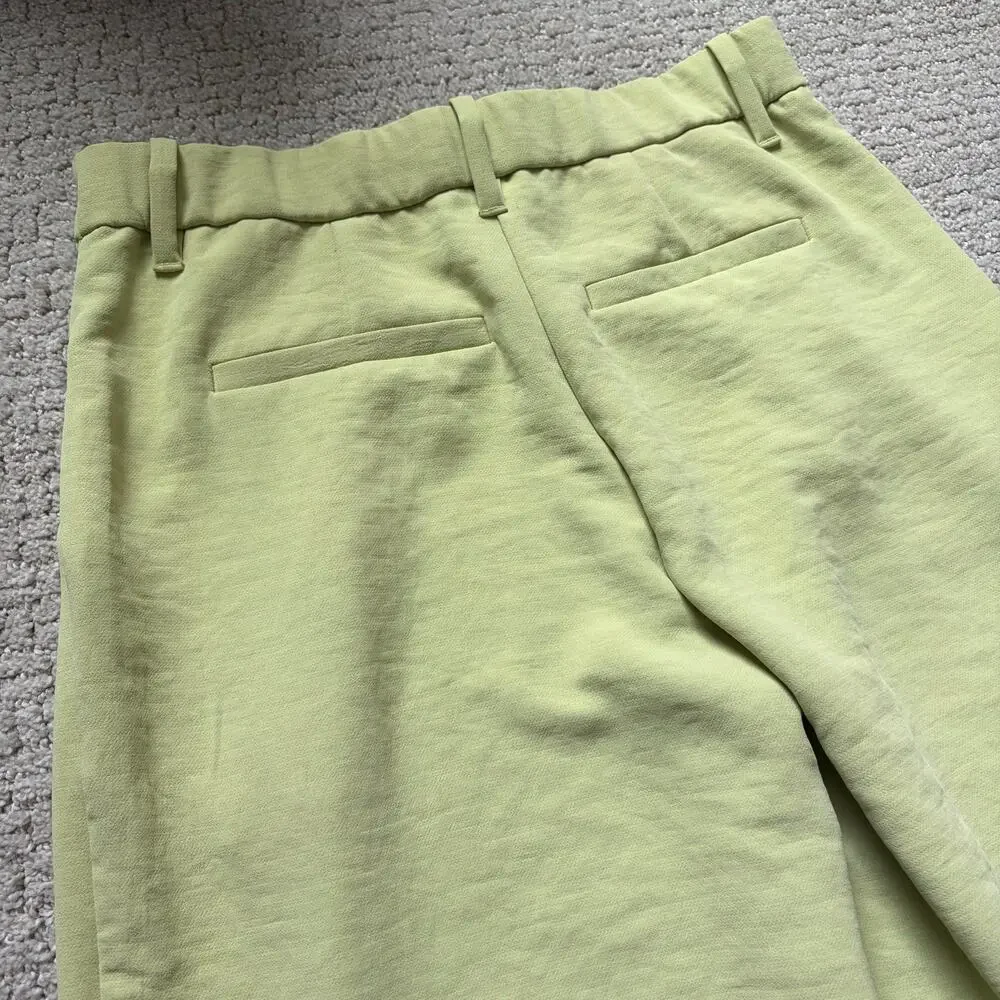 Abercrombie & Fitch Crepe Tailored Ultra Wide Leg Pants Size 28 Lime Green - Picture 7 of 12